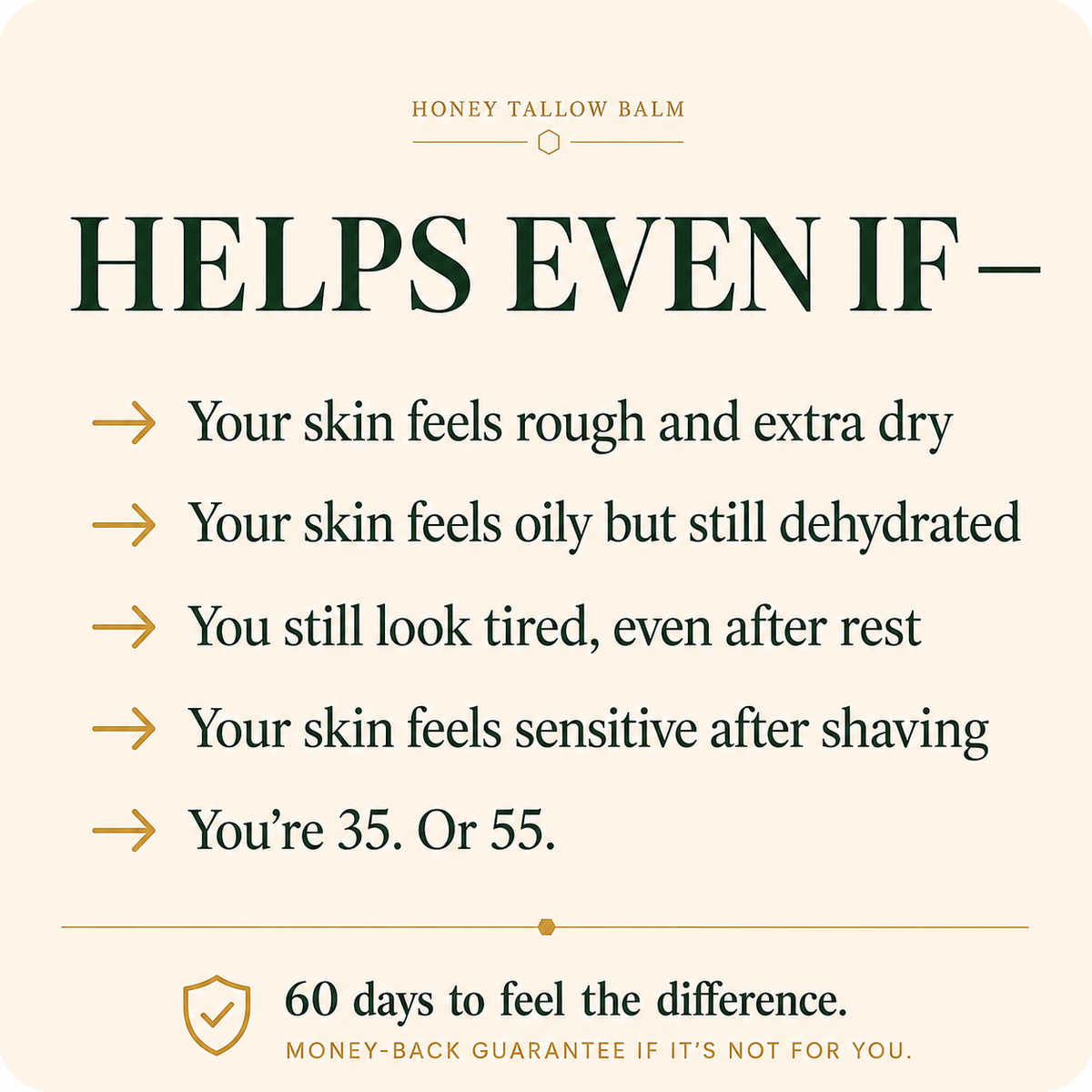 Honey Tallow Balm for Men. One Product. Better Skin in 30 Seconds. No Routine Needed.