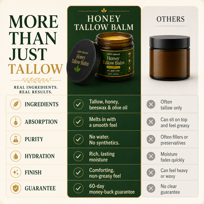 Honey Tallow Balm for Men. One Product. Better Skin in 30 Seconds. No Routine Needed.