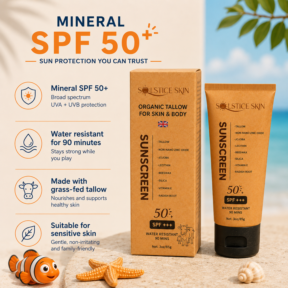 Mineral SPF 50 Sunscreen for Kids & Sensitive Skin