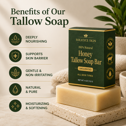 Organic Grass-Fed Tallow Soap Bar (Unscented)