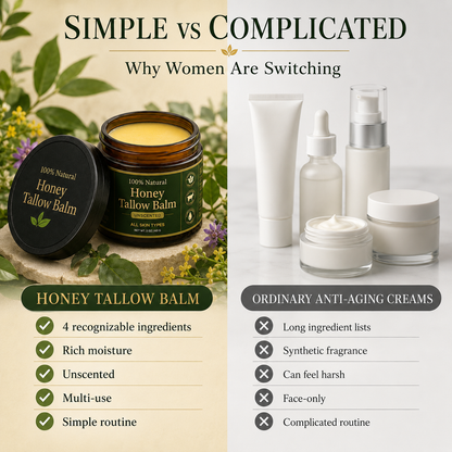 Organic Grass-Fed Tallow Balm with Raw Honey (Unscented)