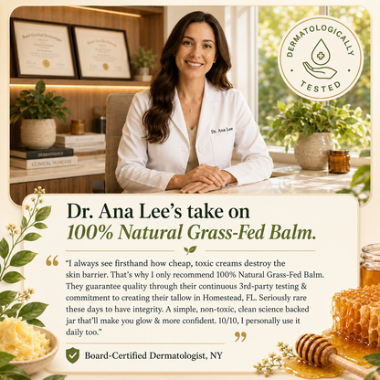 Organic Grass-Fed Tallow Balm with Raw Honey (Unscented)