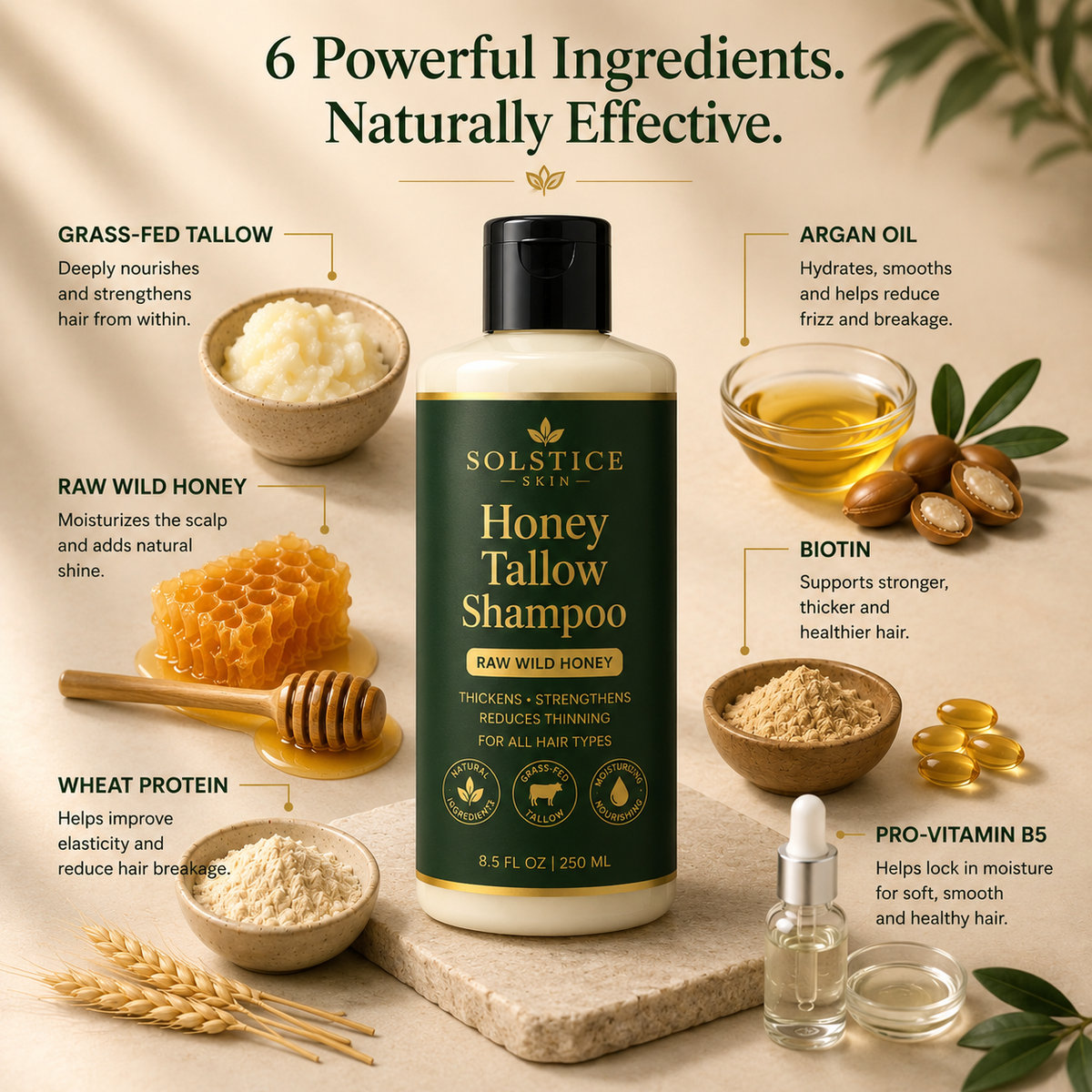 Organic Grass-Fed Tallow & Wild Honey Shampoo