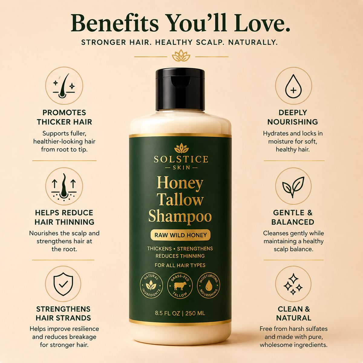 Organic Grass-Fed Tallow & Wild Honey Shampoo