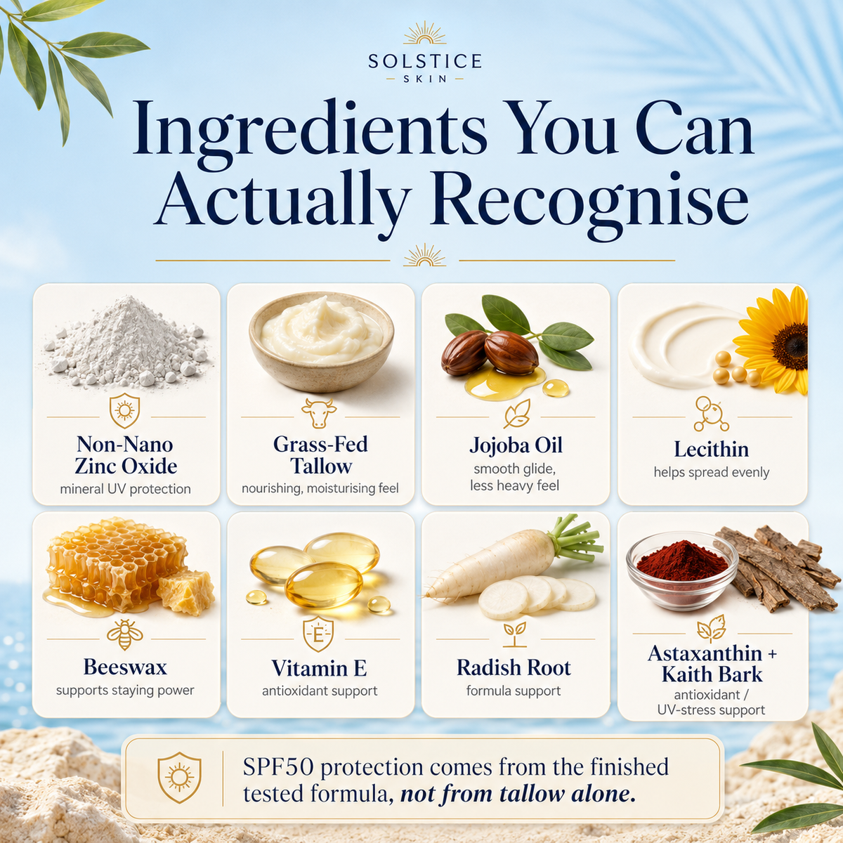 Organic Tallow SPF50 Sunscreen Made With Ingredients You Can Trust