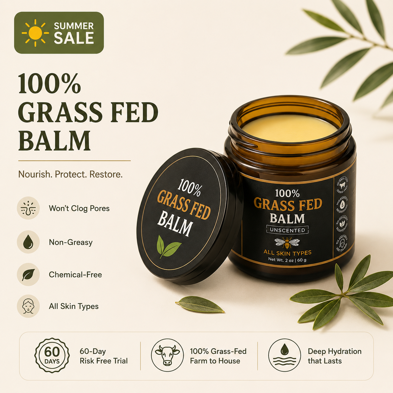 100% Natural Grass- Fed Balm