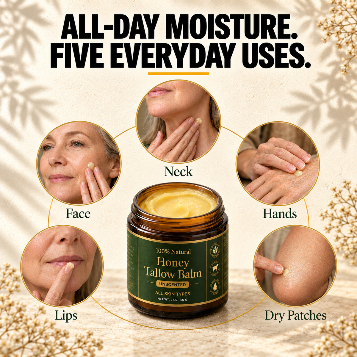 6 in 1 Daily Defence Organic Tallow Honey Balm (Unscented)